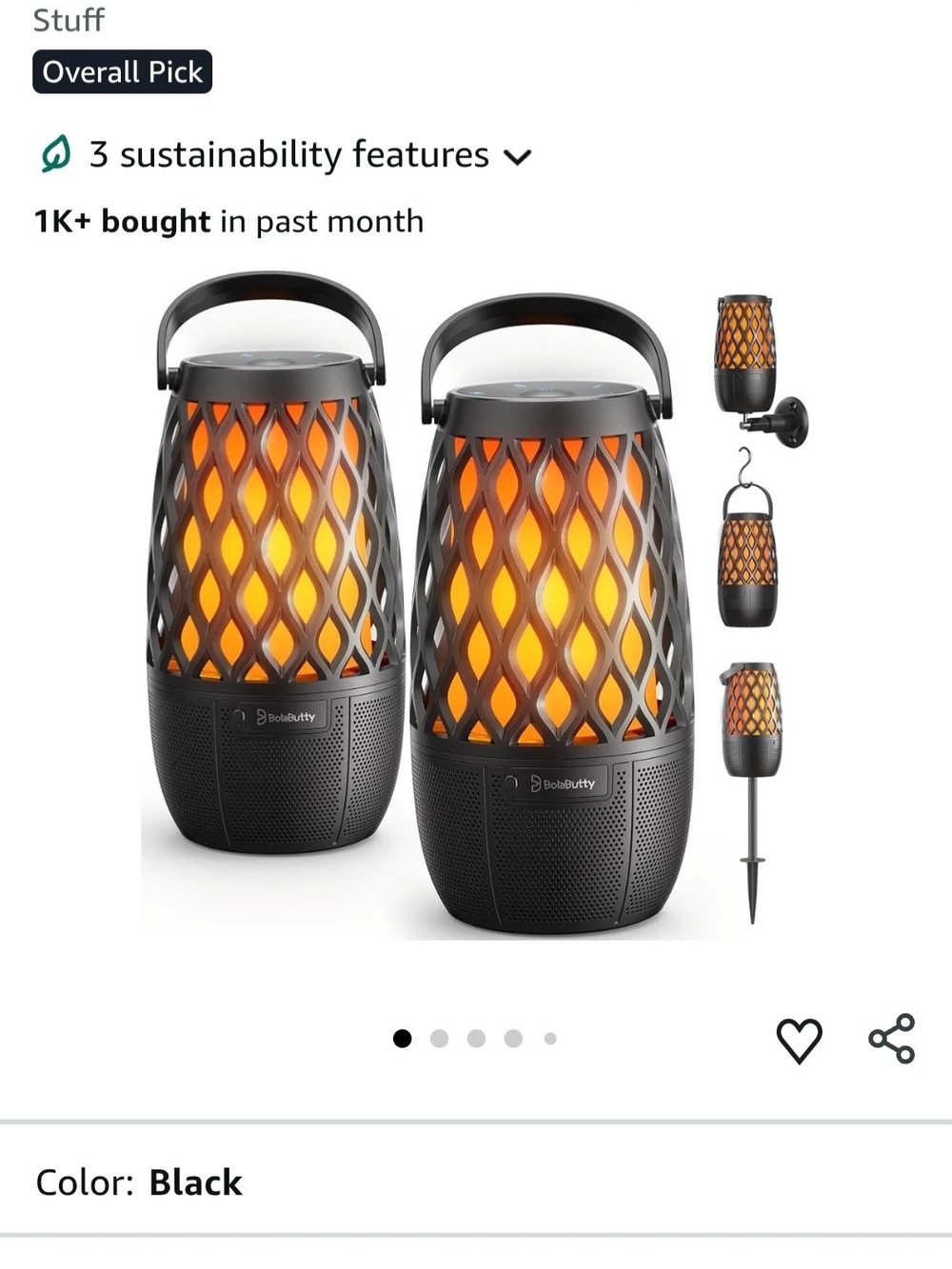 LED Flame Lantern Speaker - Black & Amber